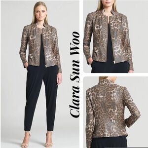 Clara Sun Woo Leopard Print Liquid Leather Jacket